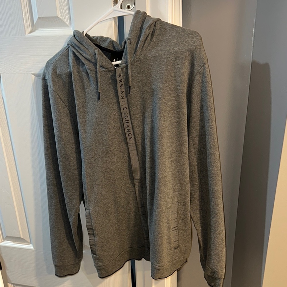 Armani Exchange Charcoal Zip-Up Hoodie